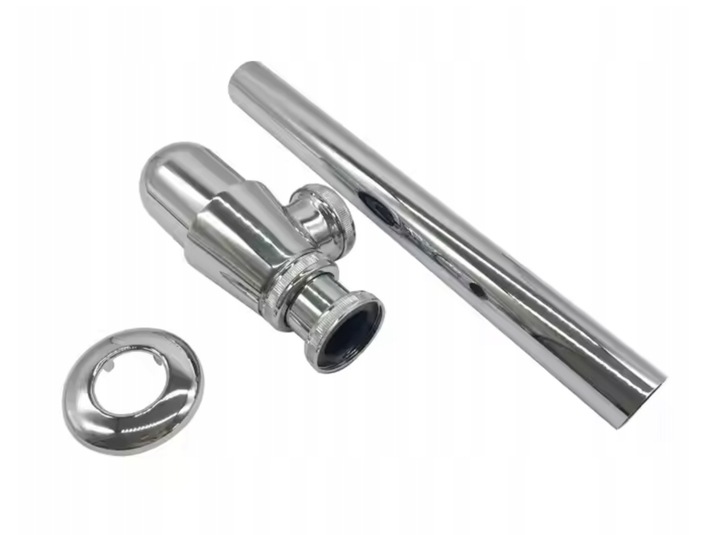 ZESTAW: SYFON UMYWALKOWY DO UMYWALKI + KOREK KLIK-KLAK BEZ PRZELEWU SREBRNY