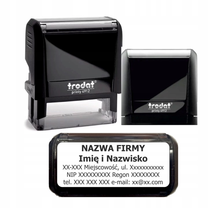 Pieczątka firmowa biurowa Trodat Printy 4912 czarna jakość premium
