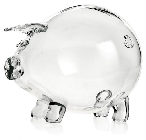 BEZBARWNA szklana ŚWINKA skarbonka przezroczysta