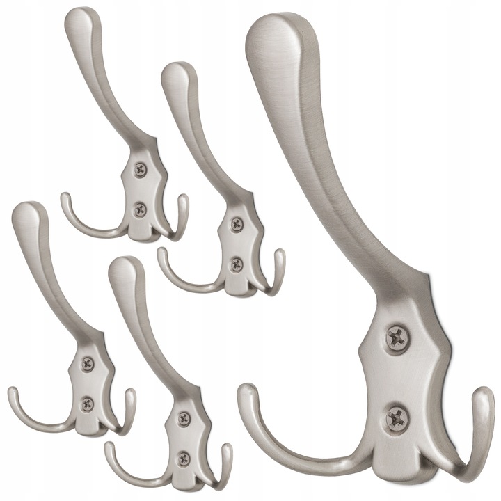 5x HACZYK NA UBRANIA WIESZAK NA UBRANIA ŚCIENNY WIESZAK MEBLOWY 3 HAKI