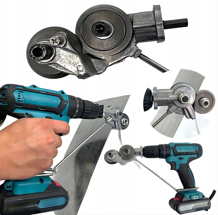 ADAPTER DO CIĘCIA BLACHY NA WIERTARKĘ WKRĘTARKĘ UNIWERSALNE NOŻYCE DO