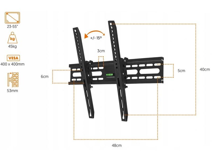 Uchwyt LCD Mocowanie TV Wieszak na Telewizor 23 - 55 do Ściany VESA