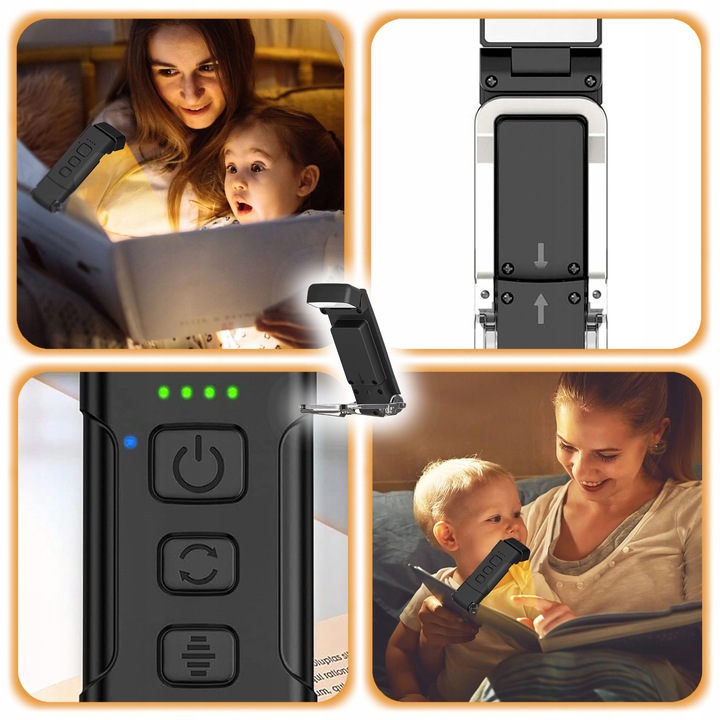 LAMPKA DO CZYTANIA KSIĄŻEK Z KLIPSEM LED USB NOCNA 9 LED + 5 MOCY + 3