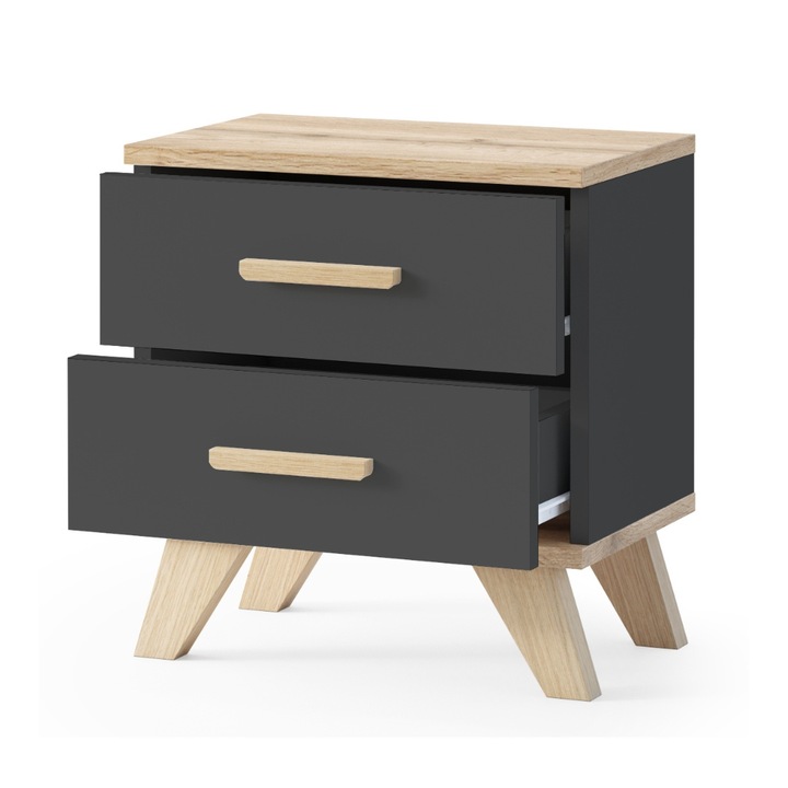 Szafka Nocna Stolik Nocny 45x35cm 2 SZUFLADY do Sypialni Dąb Wotan