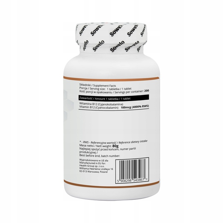 SOWELO WITAMINA B12 200 TABLETEK