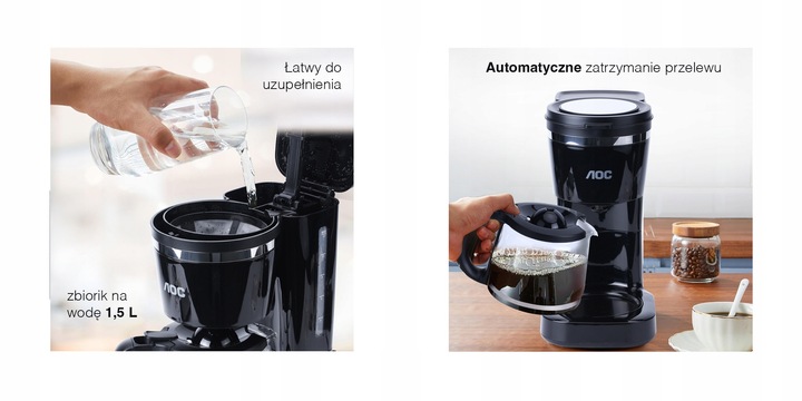 Ekspres przelewowy AOC HCM-082 1,5L 1000W 12 kaw automatyczne