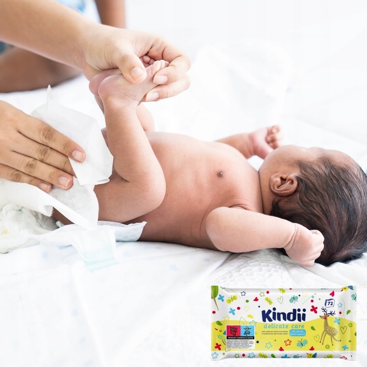 10x Chusteczki Nawilżane Kindii Delicate Care dla Niemowląt 72 szt.