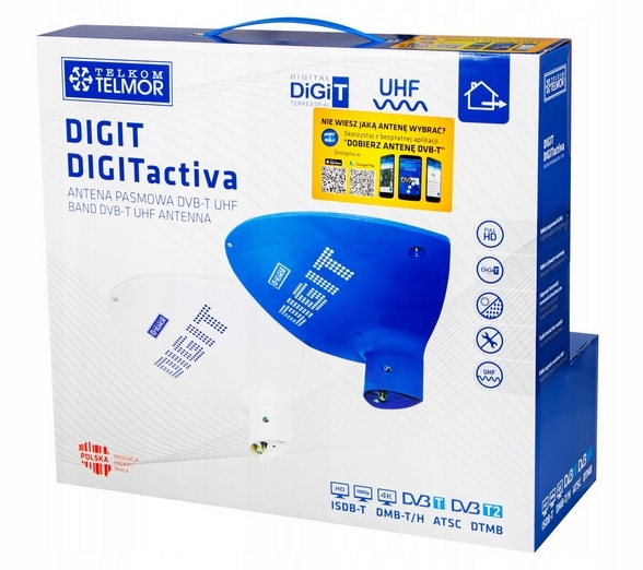 ANTENA NAZIEMNA DIGIT BIERNA DVB-T/T2 PASYWNA