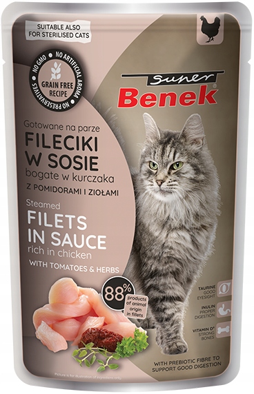 Benek Mokra karma Fileciki Saszetki dla kota Mix Smaków 32x85g