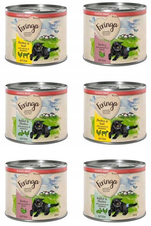 Mokra Karma Dla Kota Feringa Classic Kitten Meat Menü mix smaków 6 x