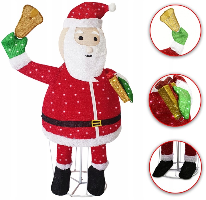 ŚWIĘTY MIKOŁAJ OZDOBA 180 cm 200 LED IP44 TIMER