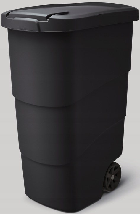 KOSZ POJEMNIK NA ŚMIECI ODPADY DO SEGREGACJI NA KÓŁKACH 90L CZARNY ANTRACYT