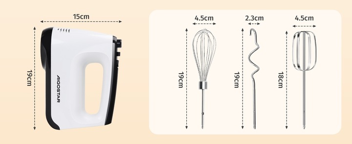 Mikser ręczny elektryczny kuchenny 400W 6 biegów TURBO 5 mieszadła