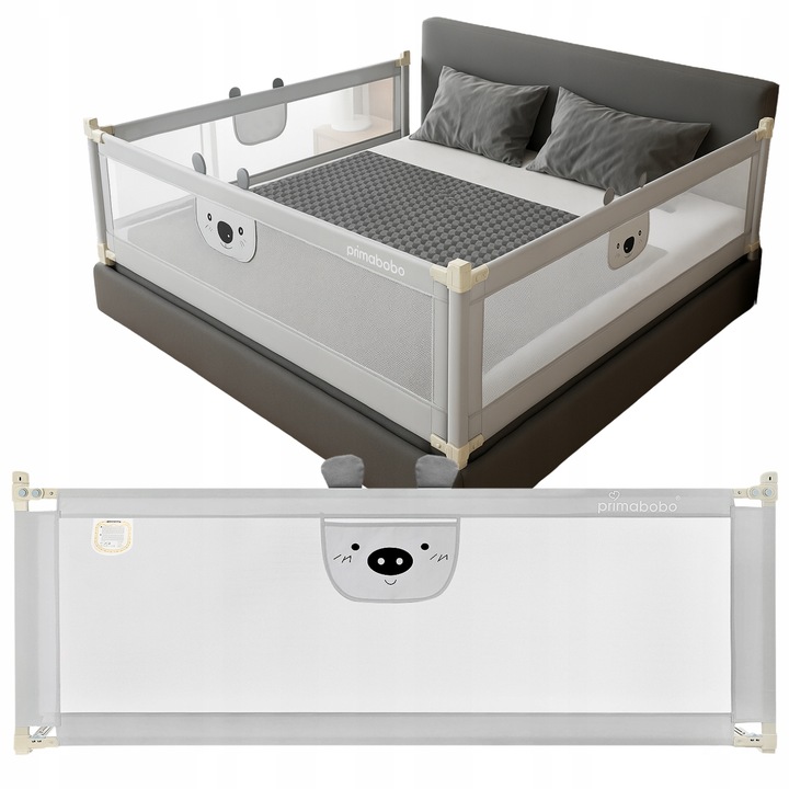 PRIMABOBO Barierka ochronna do łóżka MIŚ 180cm SKŁADANA, dla dzieci
