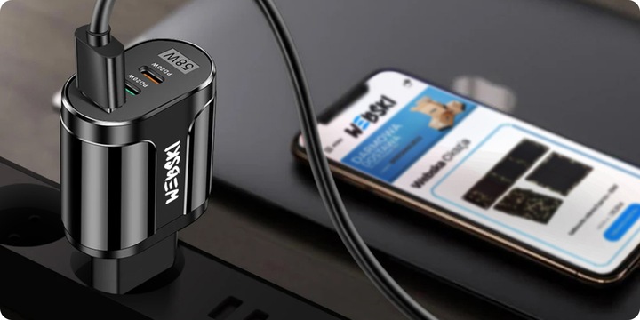 ZESTAW DO ŁADOWANIA ŁADOWARKA 58W 2xUSB-C PD 20W + USB QC 3.0 Z KABLEM 5W1