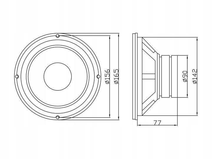 GŁOŚNIK BASOWY WOOFER GDN 200W 165mm NISKOTONOWY JEDNODROŻNY GDN16