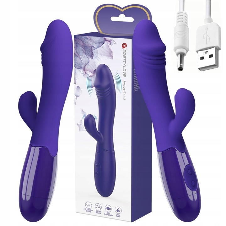 Dildo wibrator damski z ładowarką USB masażer łechtaczki punktu G króliczek