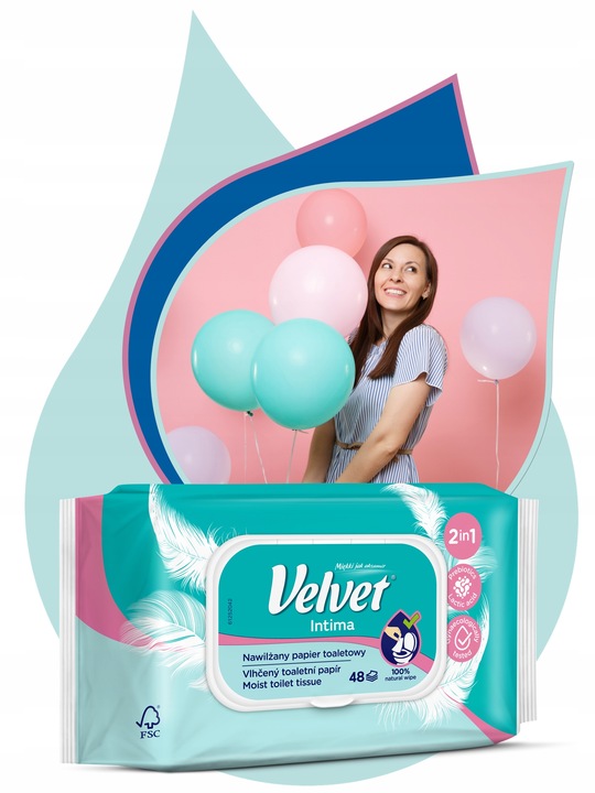Velvet papier toaletowy nawilżany INTIMA 16 szt