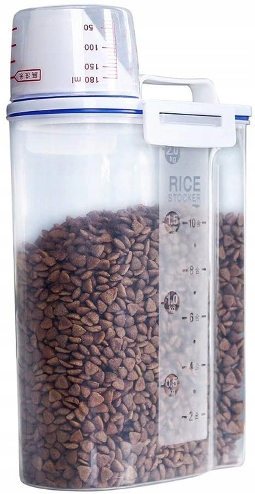 POJEMNIK PUDEŁKO na KARMĘ z MIARKĄ dla PSA KOTA 2L