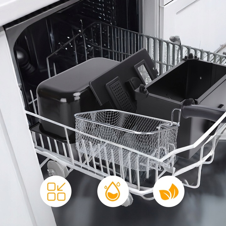 Frytkownica tradycyjna Olejowa Stalowa Mocna 3 l 2200w czarny Aigostar