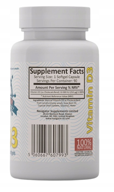 WITAMINA D3 Z LANOLINY 10000IU DUŻA DAWKA 90 kaps Odporność Witamina słońca