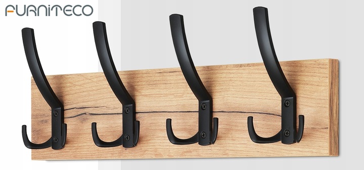 KLASYCZNY ŚCIENNY WIESZAK NA UBRANIA WIESZAK DO PRZEDPOKOJU Z 4