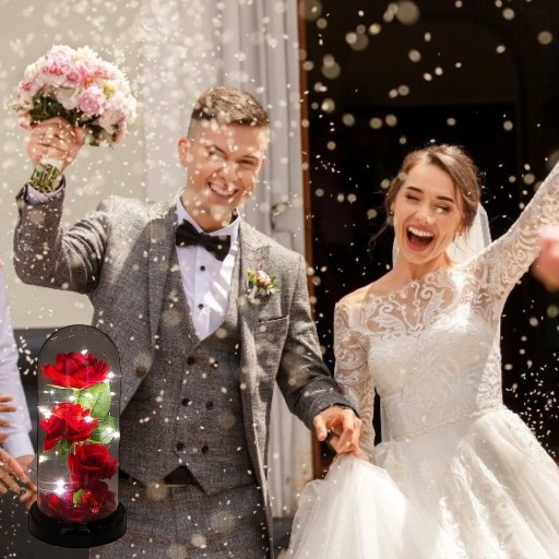 WIECZNA RÓŻA W SZKLE W KOPULE ŚWIECĄCA NA WALENTYNKI LED PREZENT PUDEŁKO