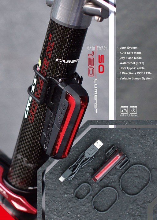 Lampka rowerowa tylna MOON CERBERUS 150lm