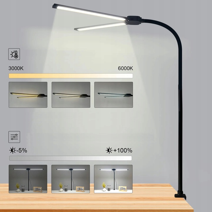 Lampka Biurkowa LED Na Biurko Szkolna Lampa Kreślarska do Biura 14W