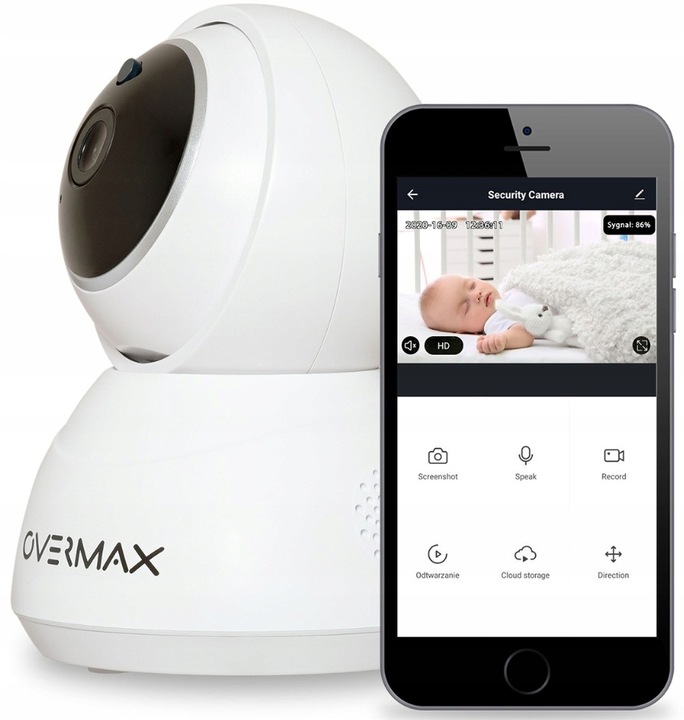 BEZPRZEWODOWA KAMERA IP MONITORINGU OBROTOWA WIFI FULLHD MIKROFON GŁOŚNIK