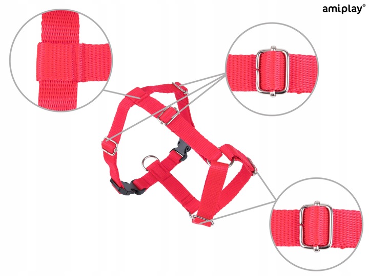 amiplay Szelki regulowane Guard Samba M Czerwone