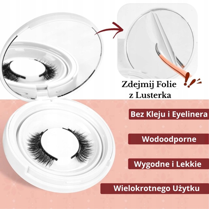 Rzęsy Magnetyczne Bez Kleju i Podrażnień Efekt Objętości+ Aplikator Gratis