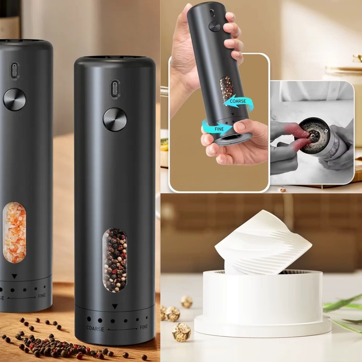 Młynek Elektryczny do Pieprzu i Soli USB Solniczka i Pieprzniczka 2
