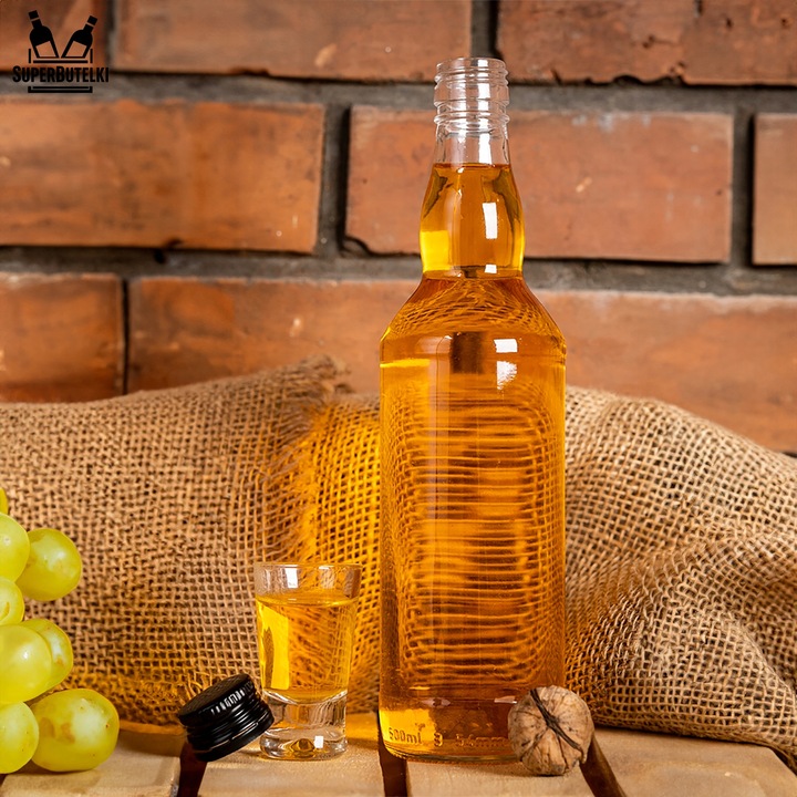 50 szt BUTELKI SZKLANE MONOPOLOWE 500 ml z ZAKRĘTKĄ na BIMBER WÓDKĘ ALKOHOL