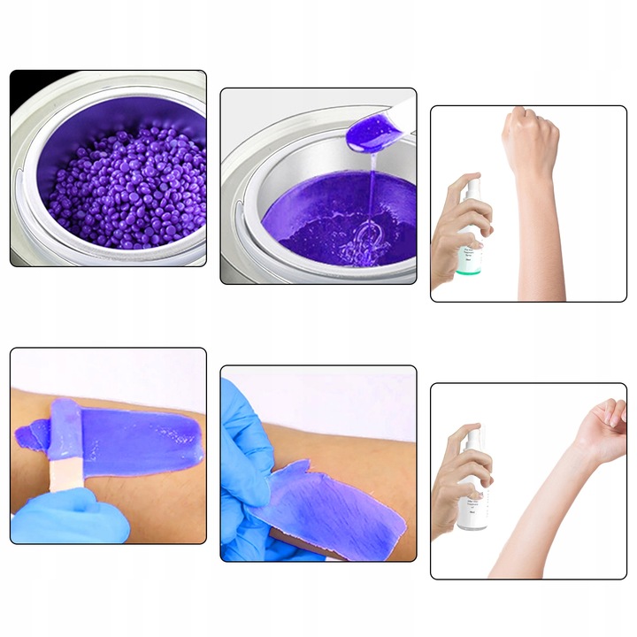 Zestaw do depilacji PODGRZEWACZ 5x wosk twardy LED wyświetlacz 500ml