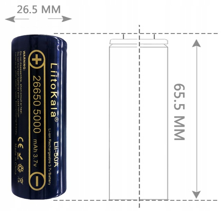 Akumulator litowo-jonowy 3,7V LiitoKala Lii-50A 26650 5000 mAh