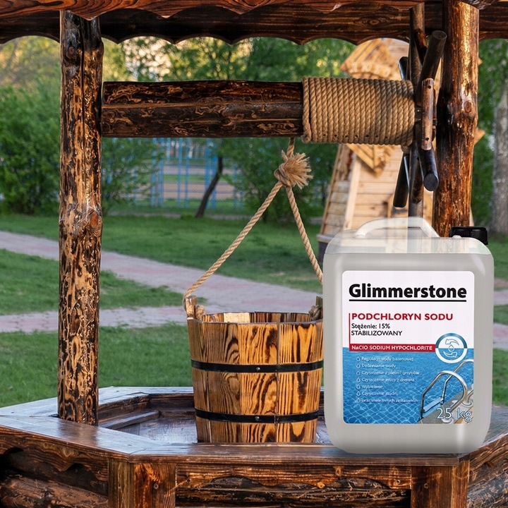 PODCHLORYN SODU STABILIZOWANY 15% CHLOR W PŁYNIE DO BASENU STUDNI 25kg