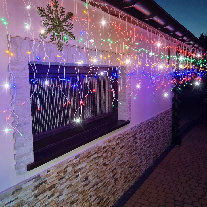 KURTYNA 500led SOPLE LAMPKI ZEWNĘTRZNE +FLASH MULTIKOLOR OŚWIETLENIE 22,5M