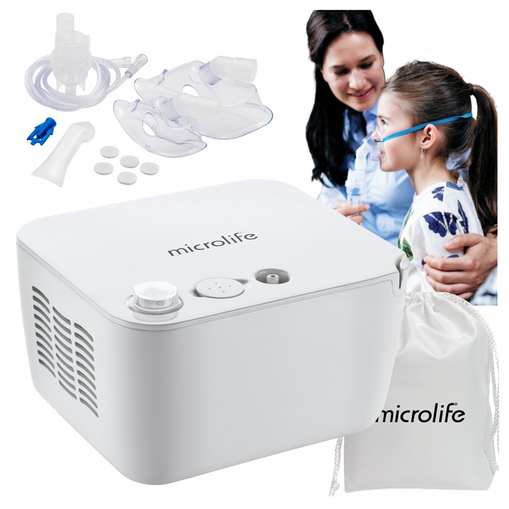 MICROLIFE INHALATOR NEBULIZATOR TŁOKOWY NEB 200 DLA DZIECI I DOROSŁYCH+ETUI