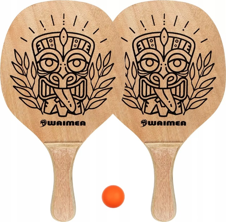 Rakietki drewniane zestaw do tenisa plażowego paletki + piłeczka WAIMEA