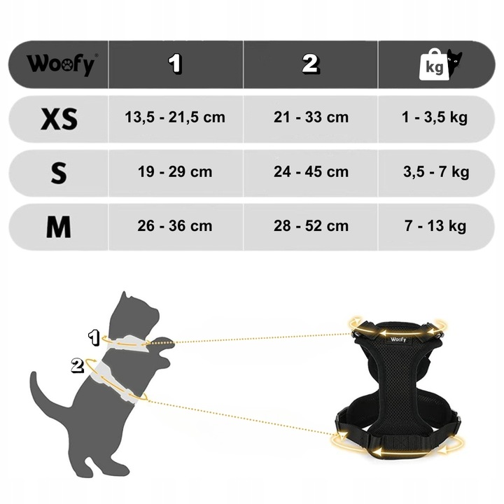 PROFESJONALNE SZELKI BEZUCISKOWE SPACEROWE REGULOWANE DLA KOTA + SMYCZ M