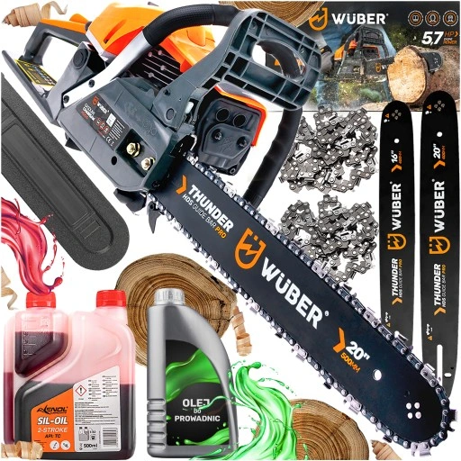 PIŁA SPALINOWA PILARKA DO DREWNA ŁAŃCUCHOWA 5,7KM +2 PROWAD +OLEJ +2x ŁAŃC.