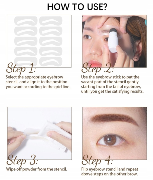 STEMPEL DO BRWI POMADA SZABLONY CIEMNO BRĄZOWY X3