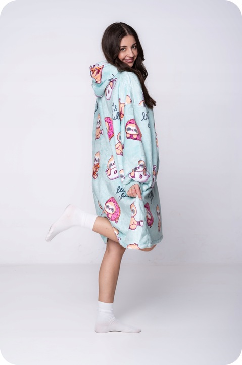 KOC BLUZA Oversize Ciepła Gruba KOCBLUZA 2w1XXL LENIWCE Futrzak z