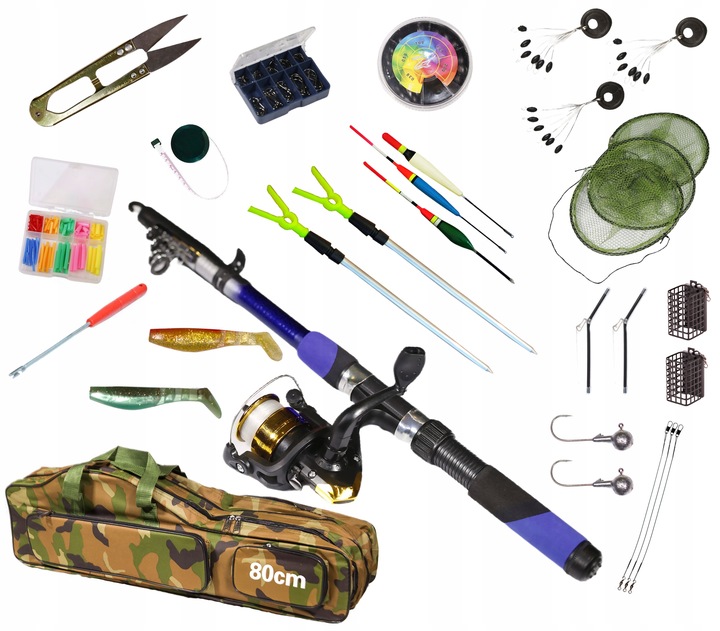 ZESTAW WĘDKARSKI spławik, grunt, spinning - ZEST-W-06