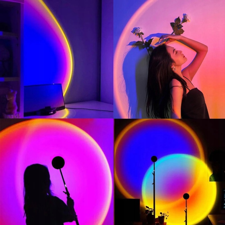 LAMPA ZACHÓD SŁOŃCA Lampka Sunset Lamp Projektor Wschód - Imitujaca Słońce