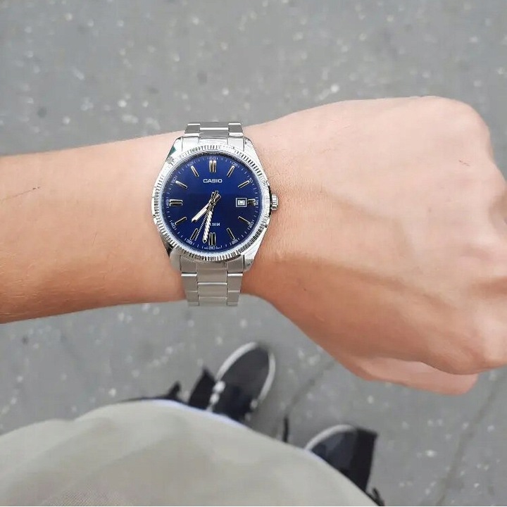 ZEGAREK MĘSKI CASIO MTP-1302PD-2AVEF stalowy datownik bransoleta + BOX