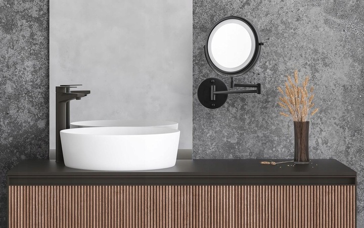 Lusterko kosmetyczne ścienne powiększające do makijażu czarne podświetlane