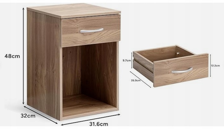 SZAFKA NOCNA STOLIK NOCNY jedna SZUFLADA 48cm SYPIALNIA SALON BIURO