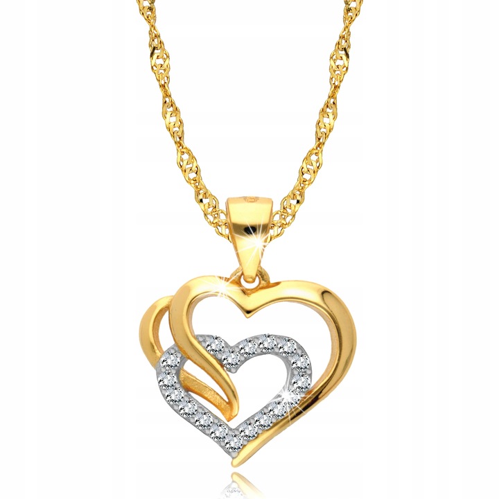 Złoty Łańcuszek 925 Serce Serduszko Grawer